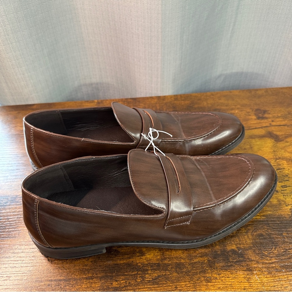 Nine West Men’s Brown Leather Penny Loafers - Slip-On Dress Shoes -Size 11 - Picture 2 of 7